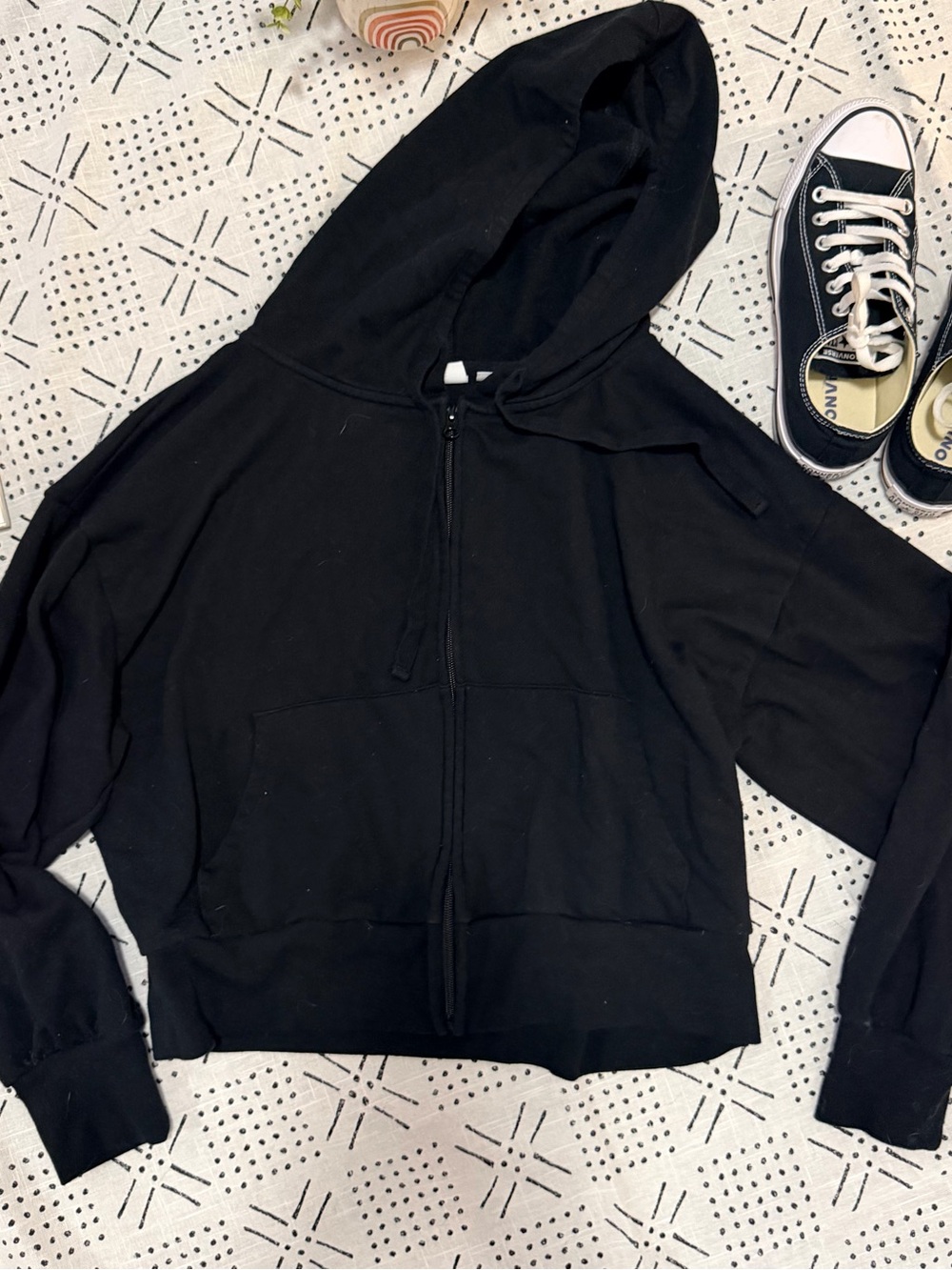 GAP Black Full-Zip Hooded Sweatshirt - Women's